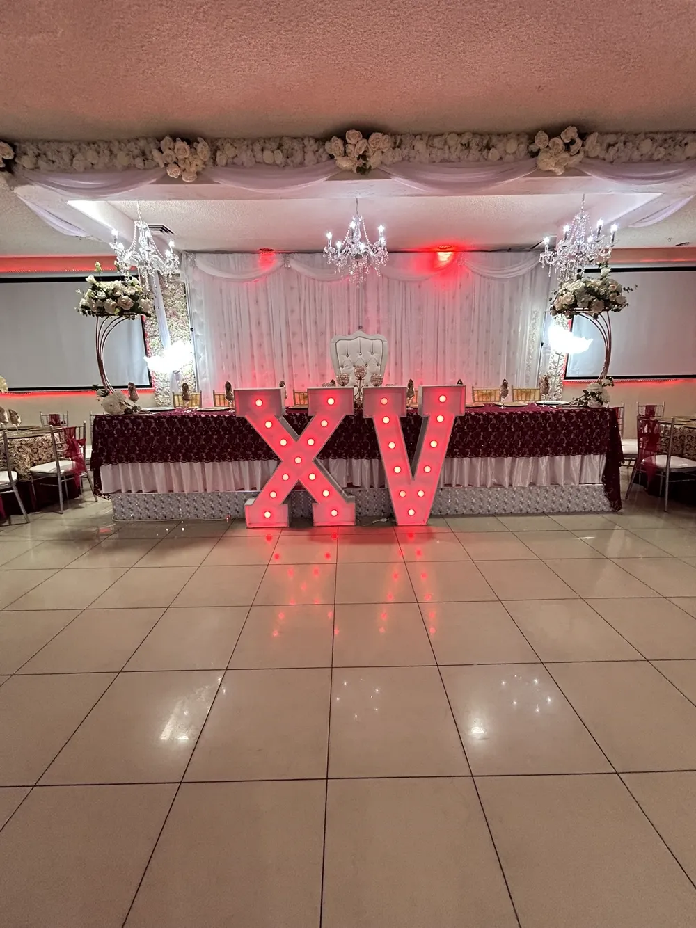 Quinceañera setup at Venecia Reception Hall