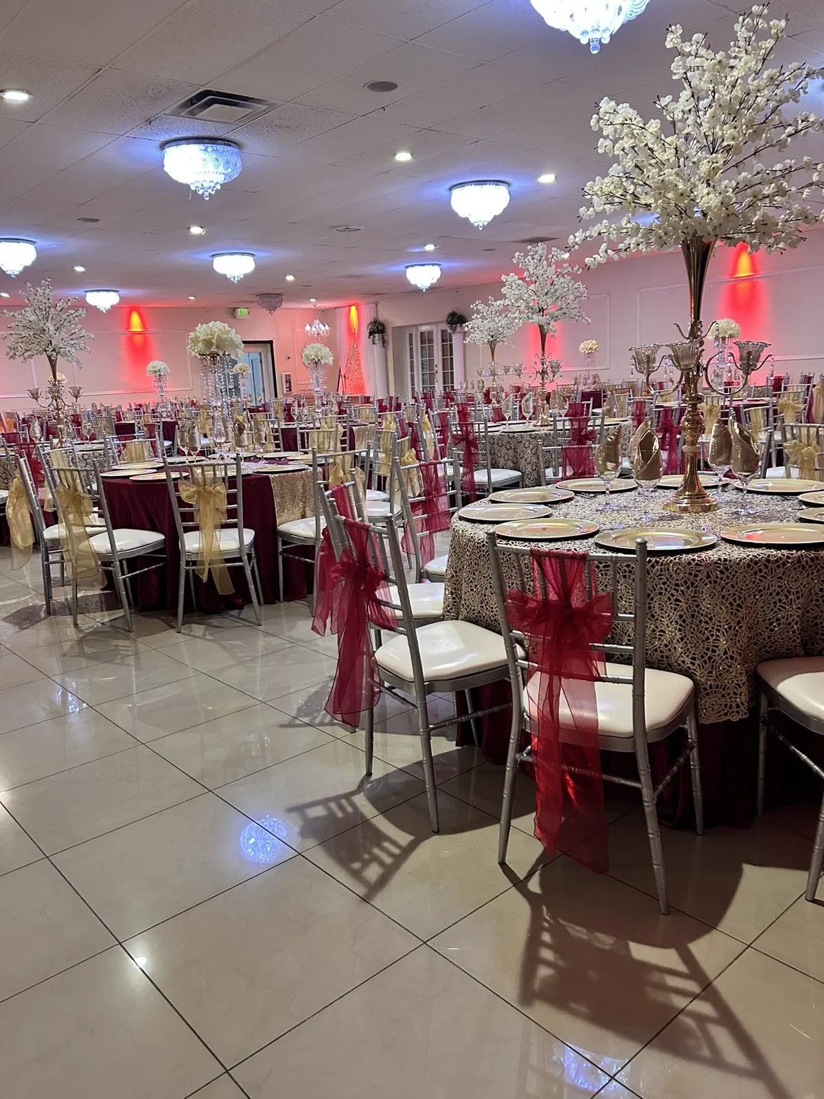 The Grand Hall at Venecia Reception Hall, set for a celebration in Mesa AZ